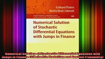 Downlaod Full PDF Free  Numerical Solution of Stochastic Differential Equations with Jumps in Finance Stochastic Online Free