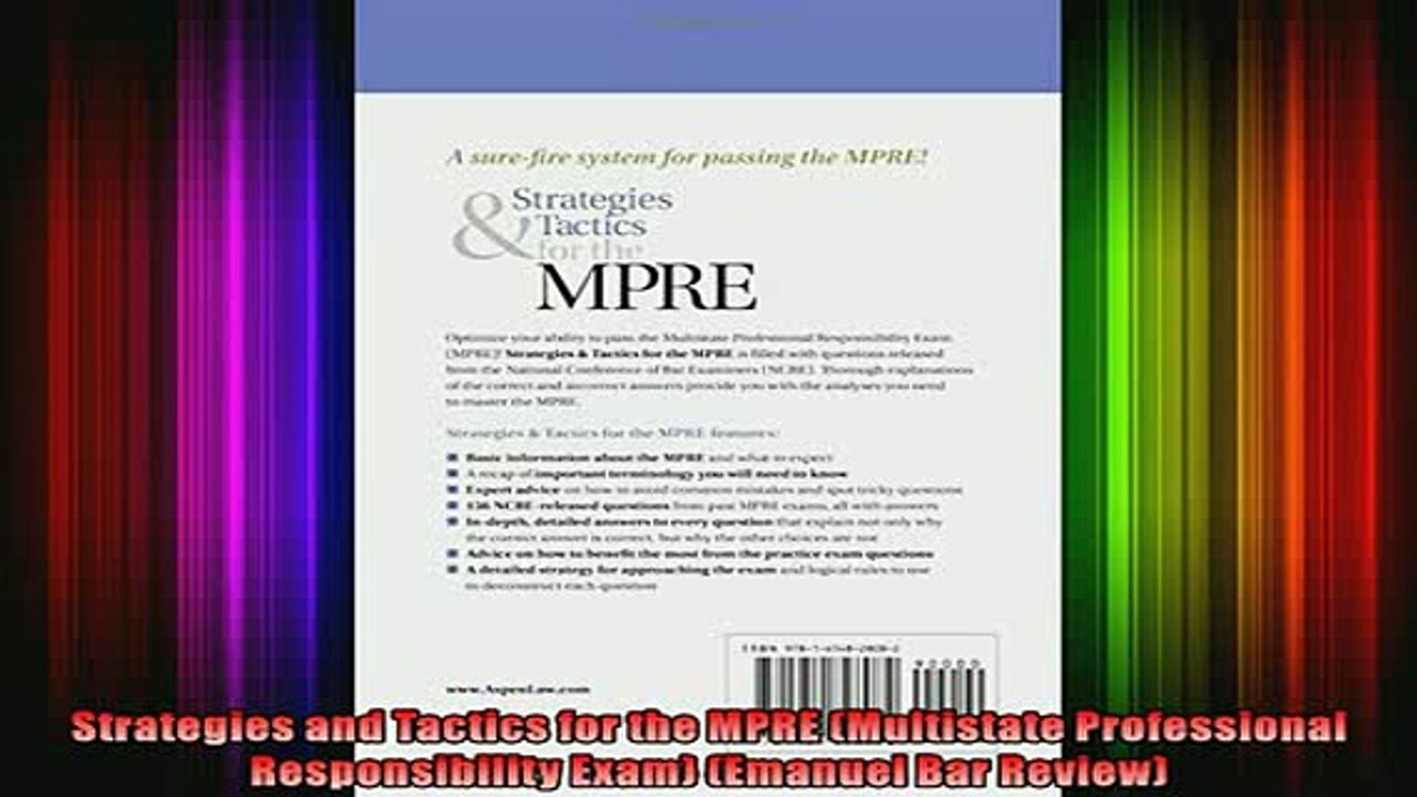 READ book  Strategies and Tactics for the MPRE Multistate Professional Responsibility Exam Emanuel Full EBook