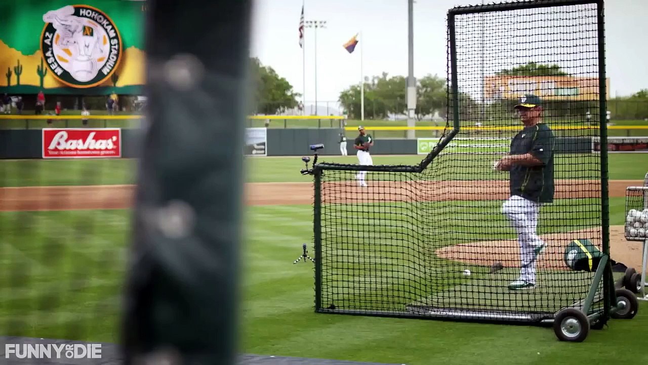 Will Ferrell Takes Batting Practice With The Oakland As