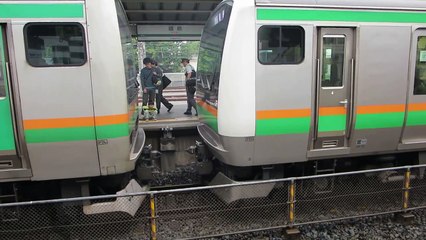 高崎線　籠原駅　E233系3000番台回送列車E231系近郊型高崎行き　切り離し