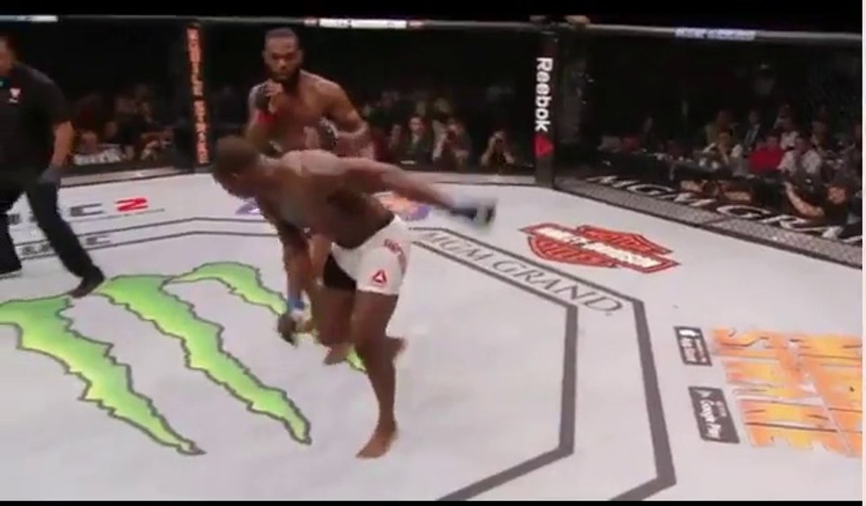 Jon Jones showing kicks/takedowns/gpound against saint preux ufc 197