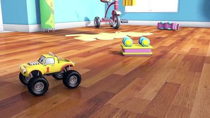 Fire truck with Lucas the Monster Truck Cartoon for children