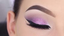 Easy purple eyeshadow makeup tutorial   Glitter - YouTube