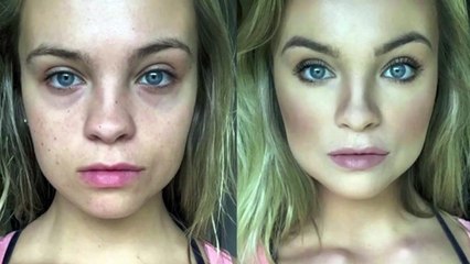 Erin Stewart's before and after contour using Anastasia Contour Kit (powder)