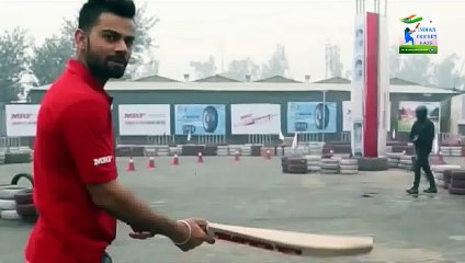 Super Accuracy of Virat Kohli Hitting Drive Through Rolling Tyres