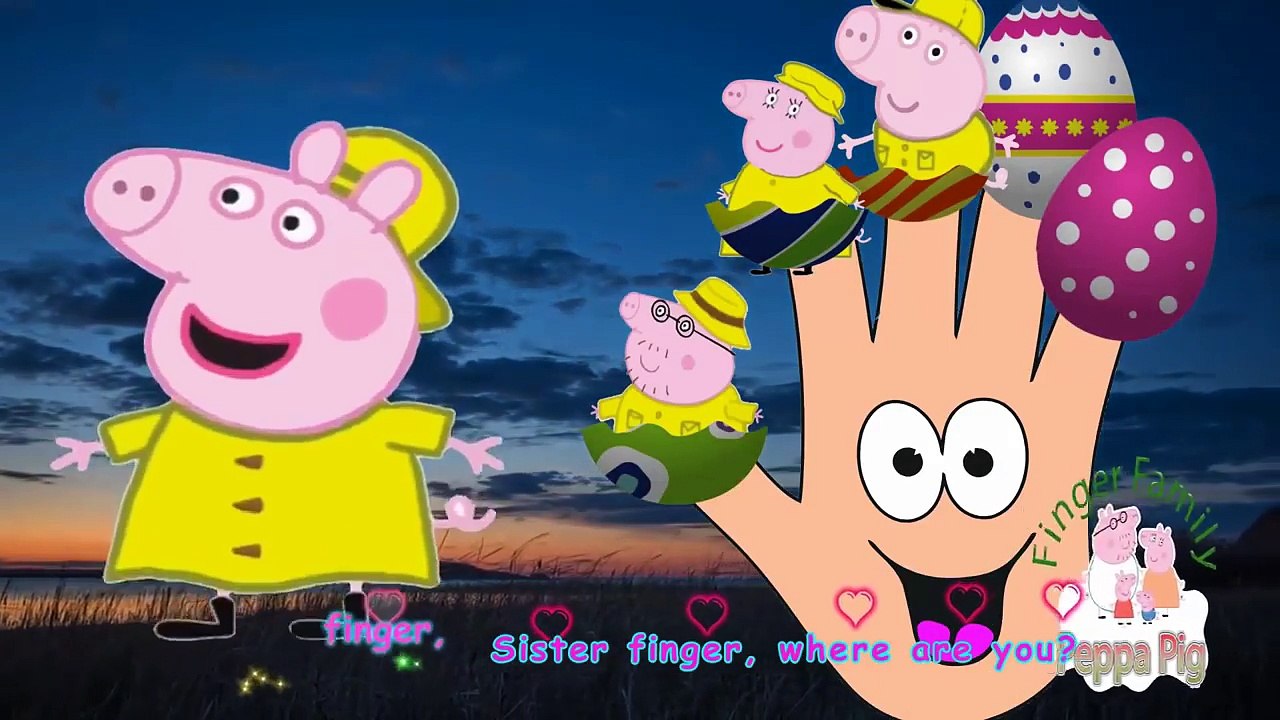 Peppa Pig Finger Family Song Peppa Pig Rain Magical Surprise Eggs Kids Songs