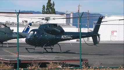 Helicopter Engine Warm-Up & Depart Airbus Aerospatiale AS355 TwinStar Van Nuys Airport 2015