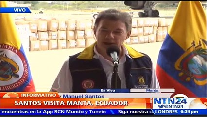 "Cuenten con Colombia, saldremos bien de esta tragedia": Santos llega a Manta para apoyar a damnificados tras terremoto