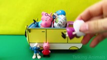 Peppa Pig Camper Van Kinder Surprise Eggs with The Good Dinosaur Minions Smurf Video