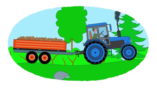 Мультик - Раскраска. Учим Цвета - Мультики про машинки - Тракторы - Часть 1