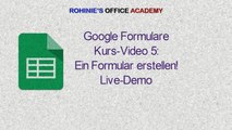 Wie funktioniert Google Formulare Teil 5 Ein Formular erstellen -Live-