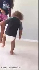 funny cute baby doing dance with her sister and fun 2016