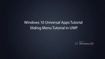 Windows 10 Universal Apps - Sliding Menu Tutorial in UWP