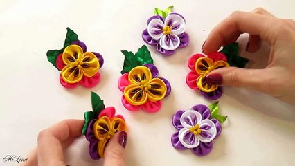 DIY Pansies _ DIY Kanzashi flowers