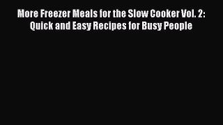Download More Freezer Meals for the Slow Cooker Vol. 2: Quick and Easy Recipes for Busy People