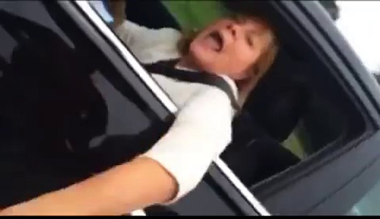 Woman can't keep her s*** together after an almost-accident