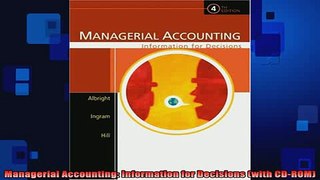 Downlaod Full PDF Free  Managerial Accounting Information for Decisions with CDROM Full EBook
