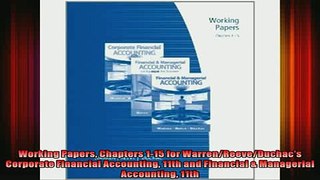READ book  Working Papers Chapters 115 for WarrenReeveDuchacs Corporate Financial Accounting 11th Full Free