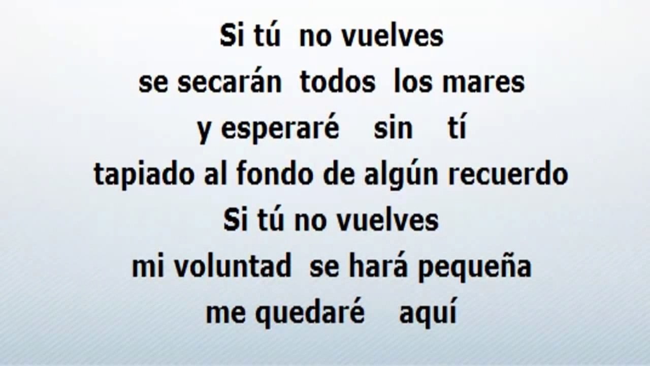 Miguel Bosé - Si tú no vuelves - KARAOKE