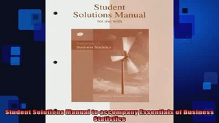 READ book  Student Solutions Manual to accompany Essentials of Business Statistics Full Free