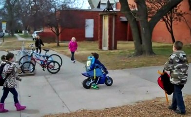 Badass Kindergartner Rides His Motorcycle To School