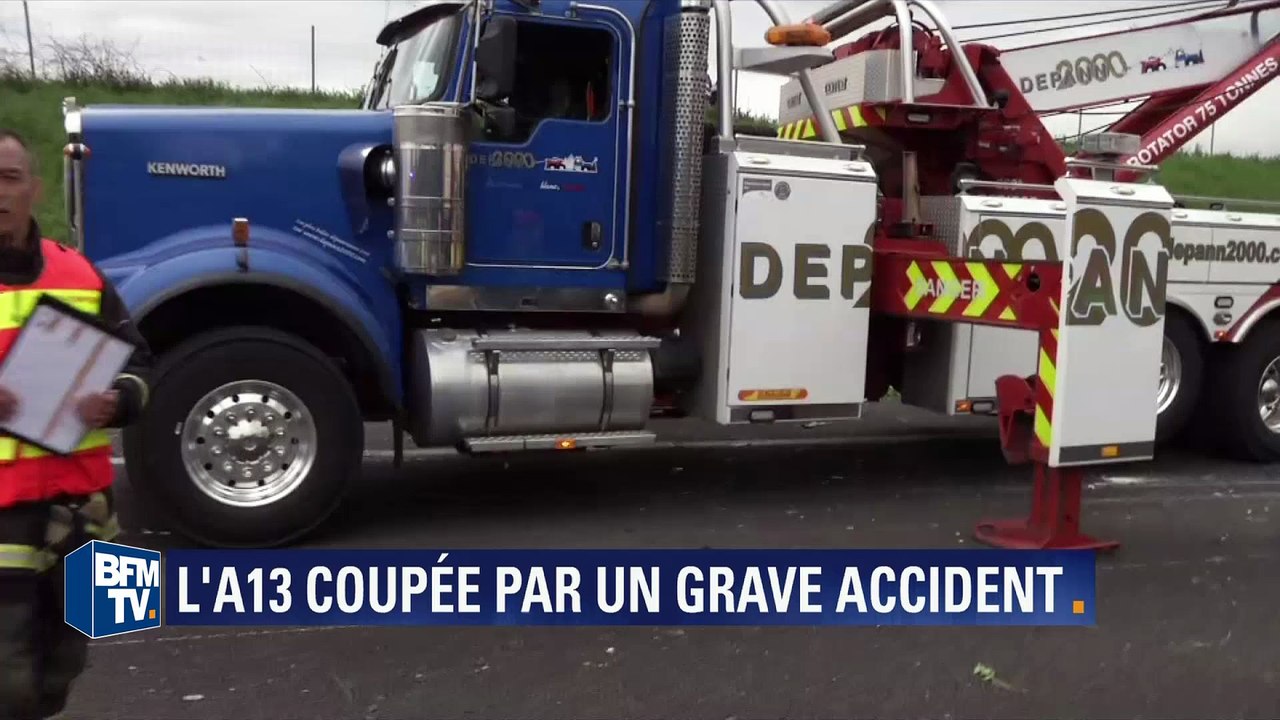 Accident sur l'A13: le poids lourd "a percuté six véhicules de plein fouet"