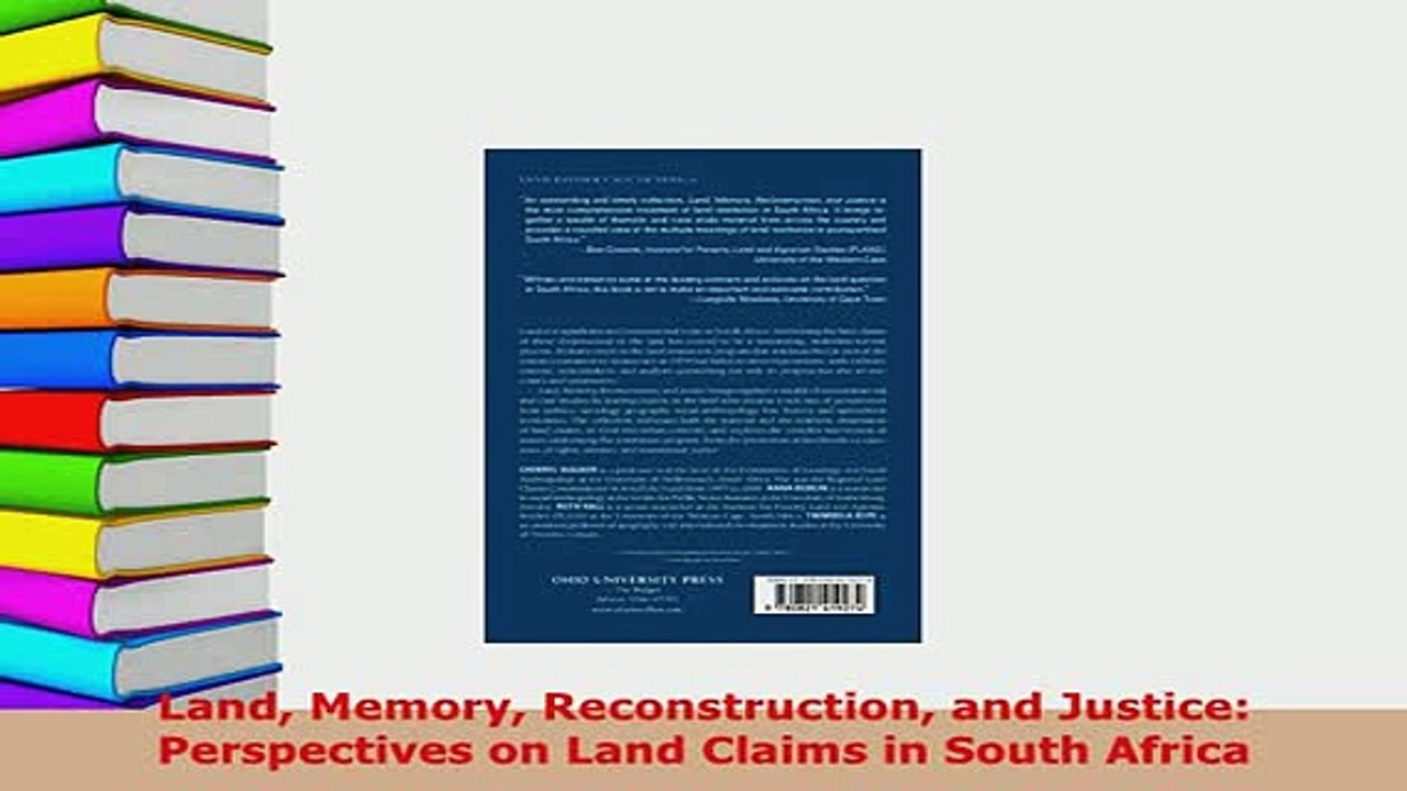 PDF  Land Memory Reconstruction and Justice Perspectives on Land Claims in South Africa  Read Online