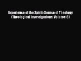 Book Experience of the Spirit: Source of Theology (Theological Investigations Volume16) Read