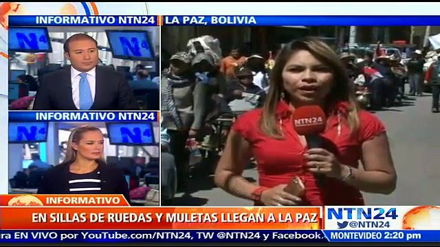Bolivianos en condición de discapacidad llegan en sillas de ruedas y muletas a La Paz para exigir aumento en su bono men