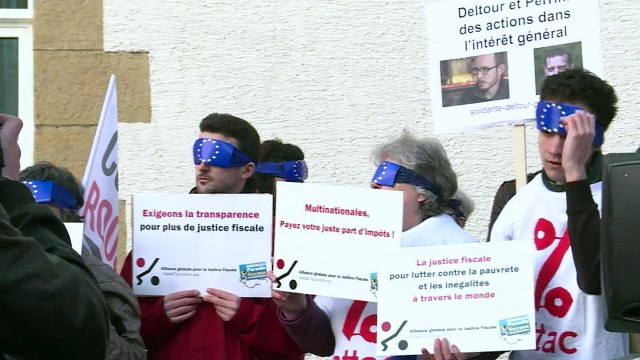 Manifestation à l'ouverture du procès Luxleaks