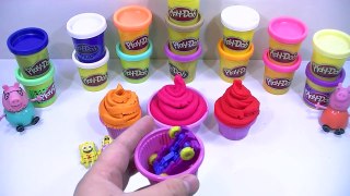 SURPRISE EGGS ICE CREAM - play doh kinder surprise peppa pig videos, cars toys