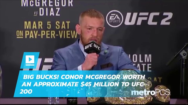 Big bucks! Conor McGregor worth an approximate $45 million to UFC 200