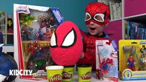 SpiderMan Play-doh Surprise Egg with Spiderman Toys Avengers Toys & Justice League Toys