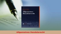 Download  Allgemeines Handelsrecht Free Books