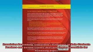 Free Full PDF Downlaod  Examining Reasoning Classroom Techniques to Help Students Produce and Defend Claims Full Ebook Online Free