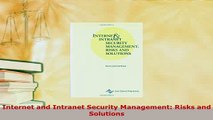 PDF  Internet and Intranet Security Management Risks and Solutions  EBook