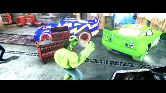 Hulk with his Green Lightning McQueen Cars! & The Amazing Spider-Man with his Spiderman McQueen Cars