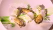 Tubes de bavaroise au concombre, huitres grillées, écume de jus d'huitre crémée par Philipe Etchebest