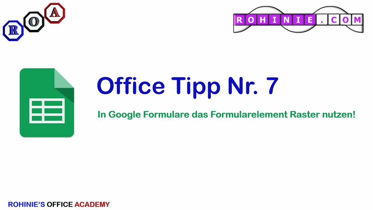 Wie in Google Formulare Raster nutzen - Google Office