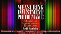 DOWNLOAD FULL EBOOK  Measuring Investment Performance Calculating and Evaluating Investment Risk and Return Full Ebook Online Free