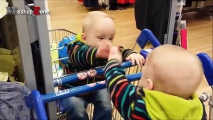 Baby Sees Mirror For The First Time - A Funny Babies Compilation 2016