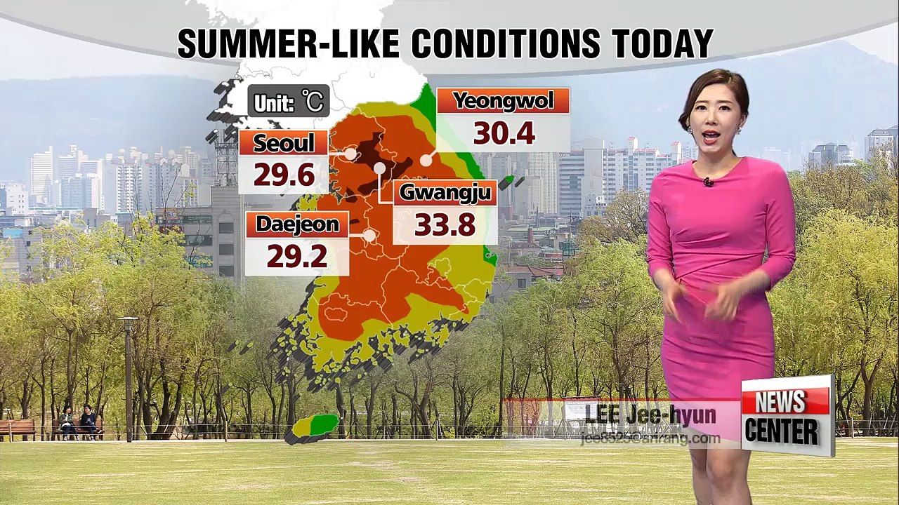 Mercury spikes in Seoul, rain to hit southern regions