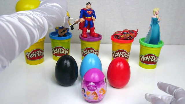 Many Play Doh Eggs Surprise Toys Story Cars McQueen SpiderMan SpongeBob Frozen Elsa Toys