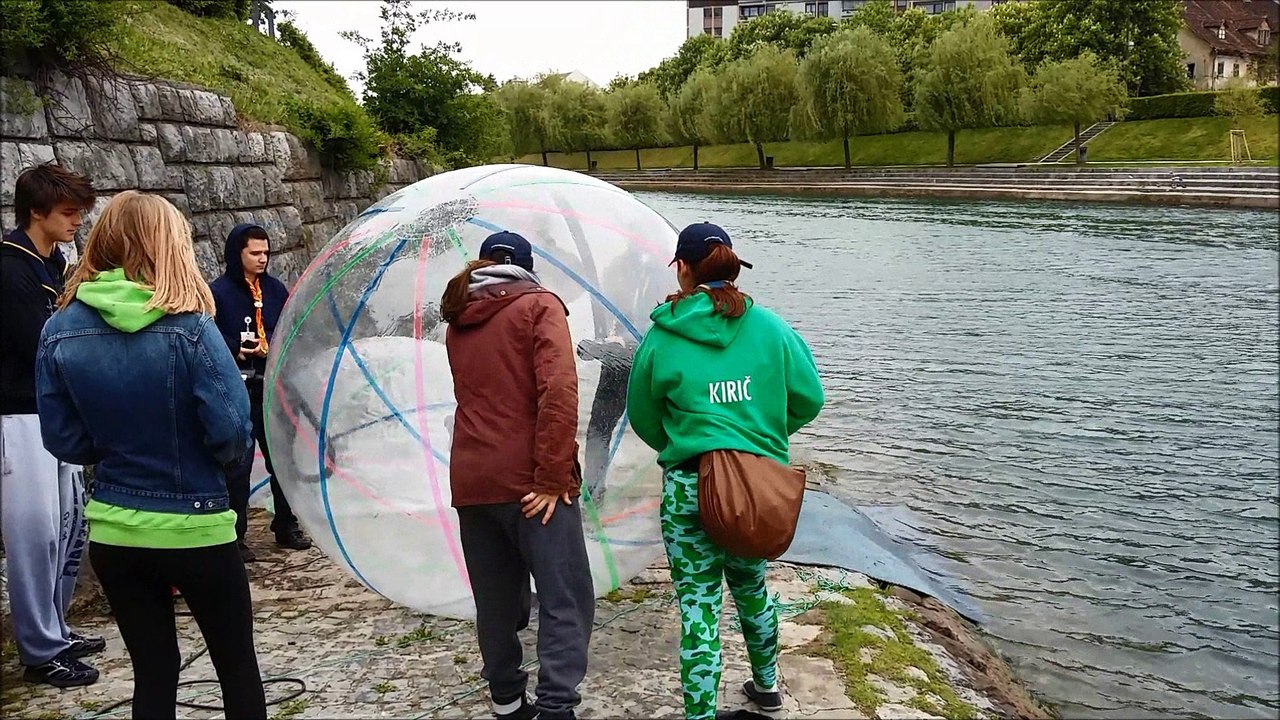 Zorbing on the river Ljubljanica