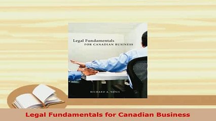 Download  Legal Fundamentals for Canadian Business  EBook