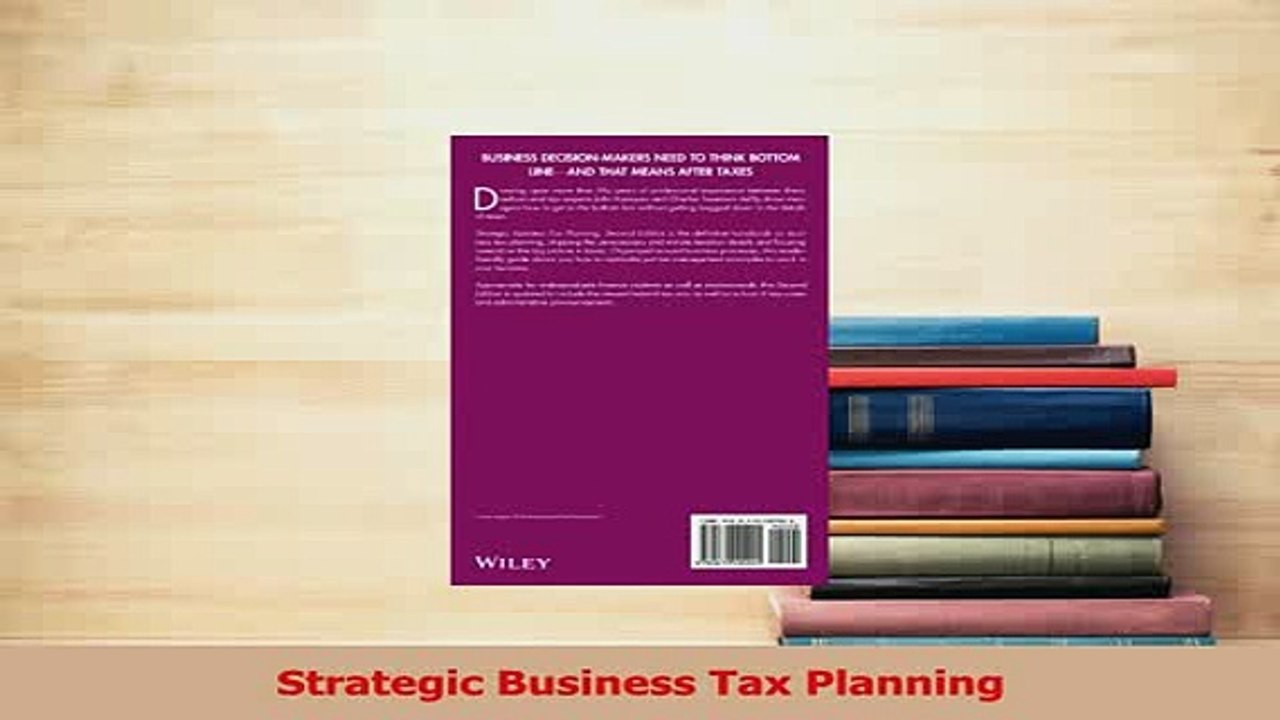 Read  Strategic Business Tax Planning Ebook Free