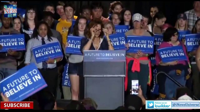 Susan Sarandon Lies To Bernie Sanders Crowd - including heckler