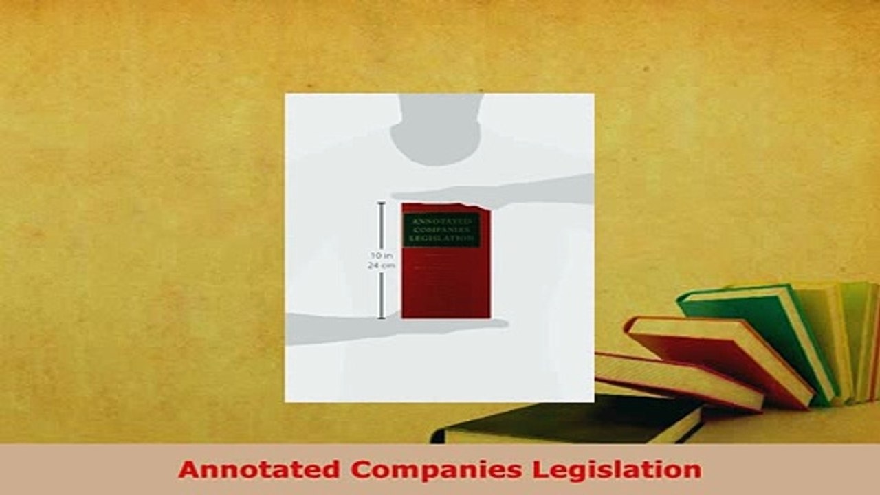 Download  Annotated Companies Legislation Free Books