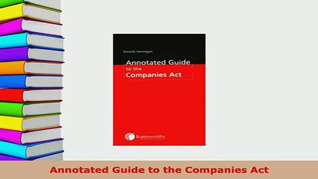PDF Annotated Guide to the Companies Act Free Books