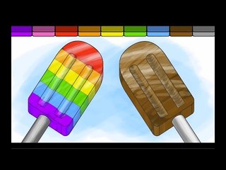 Learn colors with this rainbow and chocolate popsicle coloring page